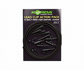 Набор безопасная клипса со стопором конусом и лидкором Korda Lead Clip Action Pack Silt  5шт 