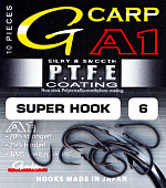 Крючки Gamakatsu A1 G-Carp Super Hook Size 6 PTFE 
